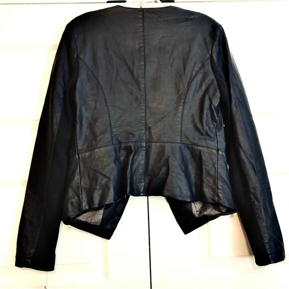 NWT WILSON'S LEATHER x BLACK RIVET Vegan Leather Moto Jacket Navy S MSRP $180 - Picture 3 of 9